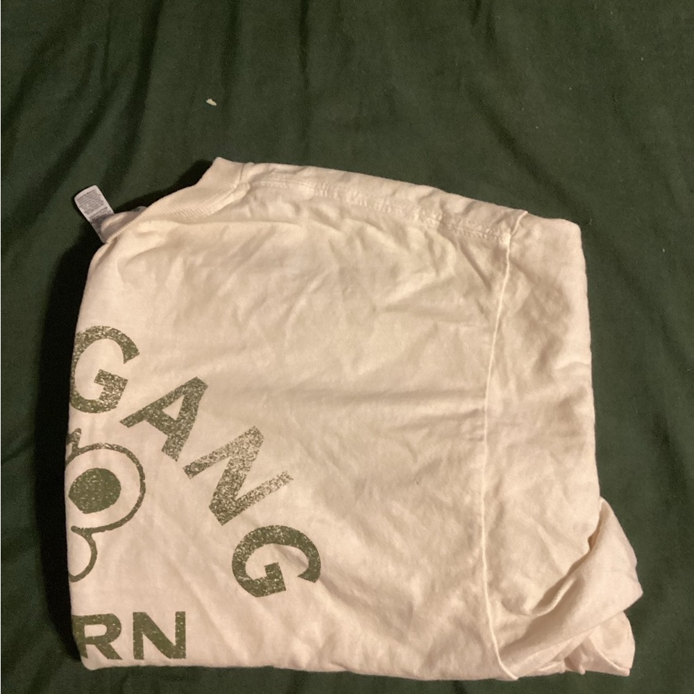 White T-Shirt with Green Print